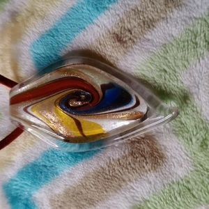 4. Made in Italy Murano Glass Necklace on Leather Cord